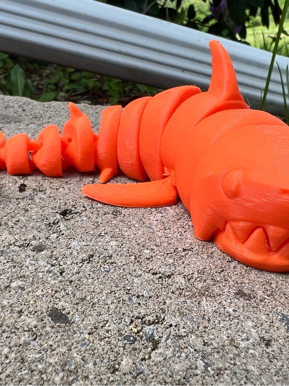 Orange 3D-Printed Shark Figurine